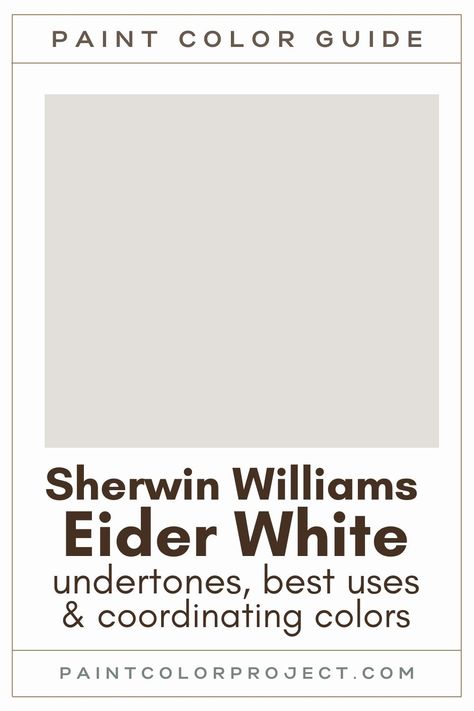 Eider White Bathroom Walls, Sanctuary Sherwin Williams Paint, Eider White Sherwin Williams Color Palettes, Colors That Go With Eider White, Eider White Sherwin Williams Coordinating Colors, Eider White Color Scheme, Eider White Color Palette, Eider White Vs Snowbound, Eider White Exterior House