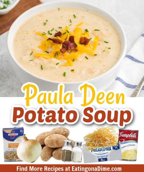 Simple Crock Pot Potato Soup, Paula Deen's Potato Soup Crock Pot, Potato Soup Crock Pot Paula Deen, Paula Deens Crockpot Potato Soup, Loaded Baked Potato Soup Paula Deen, Easy Loaded Potato Soup Recipe, Easy Potato Soup With Real Potatoes, Crockpot Potatoes Soup Recipes, Betty Crocker Potato Soup