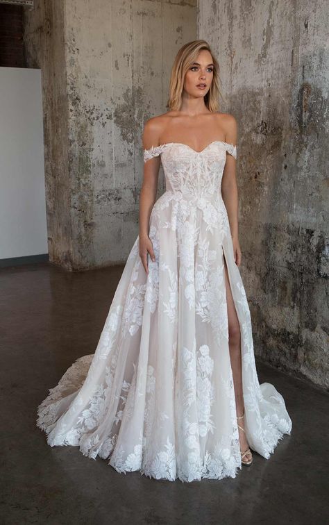 Fairy Tail Wedding, Wedding Dresses Whimsical, Off Shoulder Wedding Dress, Wedding Dress Flowy, Aline Wedding Dress, Pretty Wedding Dresses, Justin Alexander, Dream Wedding Ideas Dresses, Wedding Dresses Romantic