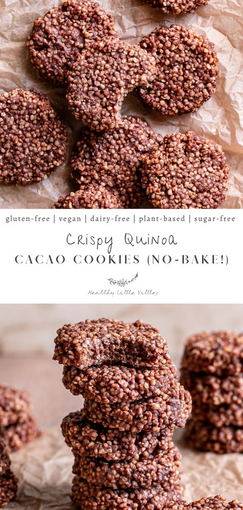 Quinoa Cookies Vegan, Crunchy Quinoa Chocolate, Healthy Quinoa Desserts, Healthy Dessert Cookies, Spirulina Cookies, Healthy Christmas Cookies Clean Eating, Quinoa Oatmeal Cookies, High Protein Cookies Healthy, Quinoa Rice Crispy Treats