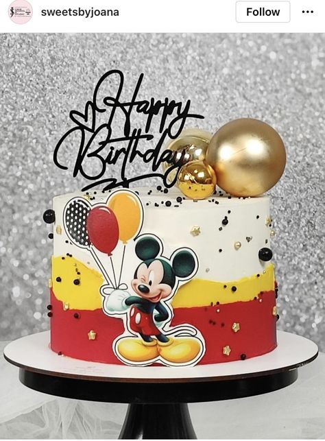 Mickey Mouse Theme Birthday Cake, Mickey Mouse Simple Cake, Simple Mickey Cake, Mickey Theme Cake, Mickey 2nd Birthday Cake, Mickey Cake Ideas, Miki Mouse Cakes, Mickey Mouse Birthday Cake Ideas, Mickey Cake Birthday