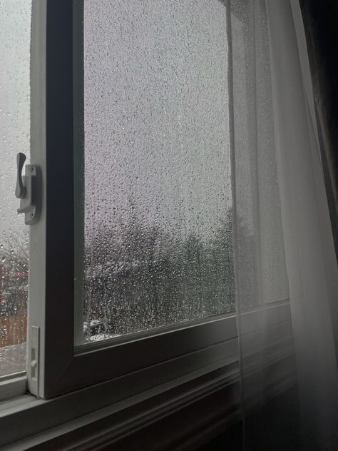 Rain And Snow Aesthetic, Raining View From Window, Rain Through The Window, Rainy Day Window Aesthetic, Rainy Winter Aesthetic, Rain On Window Aesthetic, Winter Window Aesthetic, Snow Outside Window, Rain Out The Window