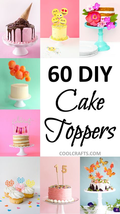 60 DIY Cake Toppers, http://www.coolcrafts.com/diy-cake-toppers/ Diy Cake Decorating Birthday, Diy Cake Toppers, Diy Wedding Cake Topper, Diy Cake Topper Birthday, Cool Crafts, 40th Cake, Diy Birthday Cake, Diy Wedding Cake, 16 Cake