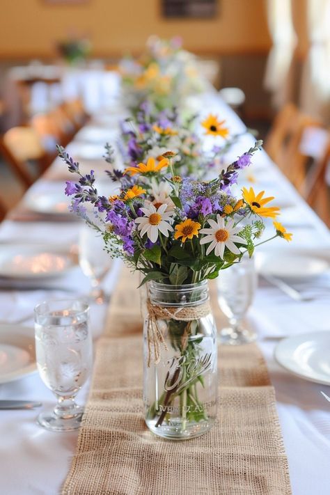 Create a magical atmosphere with wildflower centerpieces at your wedding. These simple and beautiful flower arrangements, perfect for round and rectangle tables, use mason jars or vases, offering DIY charm for showers and birthdays.Clear chat #Wedding #Cleaning #Unlocking #Home #Creating #Your #to #Guide #Ideas #Celebration #the #Dream #HomeTrends #Magic #Create Flower Jar Centerpieces, Wild Flower Birthday Party Table Decorations, Round Bridal Table, Carnations Wedding Centerpieces, Flowers In Jars Wedding, Mason Jar Fresh Flower Centerpieces, Wedding Flowers Mason Jars, Spring Wedding Florals Simple, Spring Diy Wedding Decor