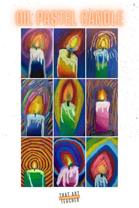 Try out this oil pastel candle art lesson for illuminating and expressive results! My intermediate students have loved creating this artwork because there is something so mesmerizing about the glow of candlelight. Throughout art history, candlelight creates drama, mystery and contrast.