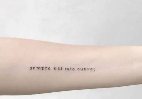 Tiny Tattoos Italian, Family Phrases Tattoo, Beautiful In Italian Tattoo, Phrases In Italian Tattoos, Italian Font Tattoo, Italian Sibling Tattoos, Meaningful Italian Tattoo Quotes, Italian Memorial Tattoos, Italian Couple Tattoos