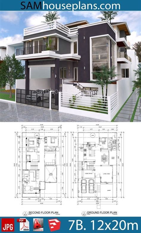 House Projects Architecture, Philippines House Design, Modern House Floor Plans, 2 Storey House Design, 3d House Plans, House Plans Mansion, Two Story House, Beach House Plans, Duplex House Plans