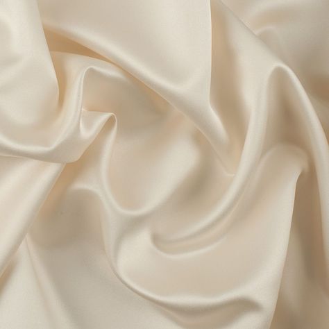 White Satin Fabric, You Look Fab, Cream Aesthetic, Duchess Satin, Mood Fabrics, Rose Pastel, Cream Silk, Vanilla Cream, Polyester Satin