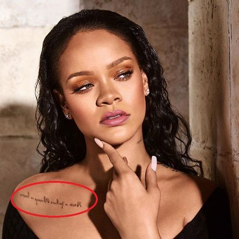 Rihanna’s 22 Tattoos & Their Meanings – Body Art Guru Rihanna Neck Tattoo, Rihanna Tattoo Chest, Rhianna Tattoos, Chest Tattoo With Meaning, Rihanna Tattoo, 22 Tattoo, Rihanna News, Bone Tattoos, Tattoos Geometric