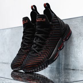 A detailed look at LeBron James's all-new Nike LeBron 16 in a "Fresh Bred" colorway. | Tags: sneakers, mid, high tops, black, red, orange Nike Stuff, Lebron 16, Lebron James Shoes, High Top Basketball Shoes, Lebron Shoes, Sport Shoe, Sneakers Collection, Summer Instagram, Nike Lebron