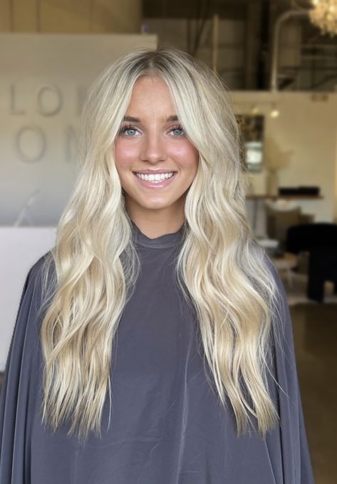 Hair Inspired Blonde, Hair Dye Ideas Blonde Highlights, High Light Blonde Hair, Highlighted Platinum Blonde Hair, Blonde Hair W Blonde Highlights, Really Blonde Hair Highlights, Blonde Hair To The Root, Light Blonde Highlights On Dirty Blonde, Blonde Hair Inspo Money Pieces