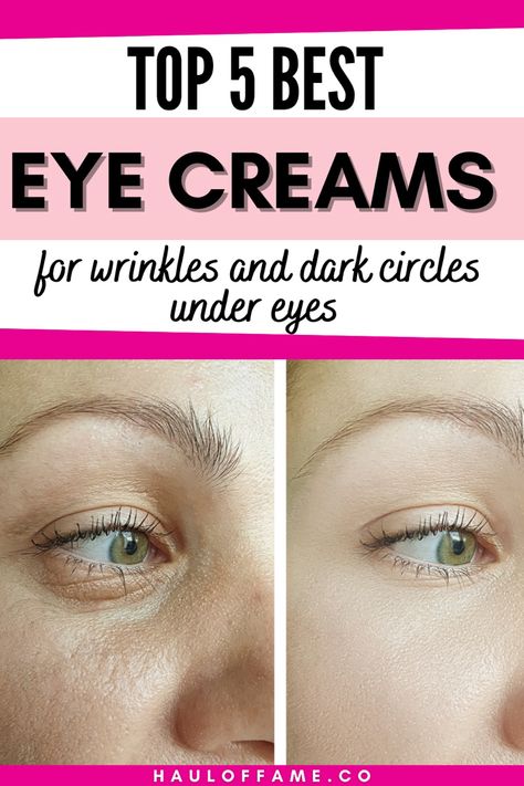 We've worked hard to research and due diligence all the best eye creams around to bring you 5 best eye creams that actually work! Whether you're on the hunt for an eye cream for dark circles, wrinkles, puffiness, diy eye cream, for your 20s, 30s, 40s, or even over 50, bags under eyes, or anti aging we've got the absolute elite right here including drugstore and high end too! Your under eye area will be looking refreshed and alive again in no time! Under Eye Wrinkle Cream, Drugstore Eye Cream, Best Under Eye Cream, Eye Bag Cream, Diy Eye Cream, Eye Firming, Eye Wrinkle Cream, Firming Eye Cream, Eye Cream For Dark Circles