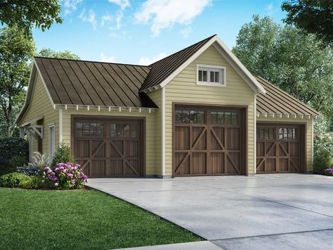 Boat Storage Garage, 019G-0040 Rv Garage Plans With Workshop, Garage Plans Detached Workshop, 3 Car Attached Garage, 3 Car Garage Addition Attached, 4 Car Detached Garage Ideas, Triple Garage Ideas, 3 Stall Garage, Three Car Garage Plans, 3 Bay Garage