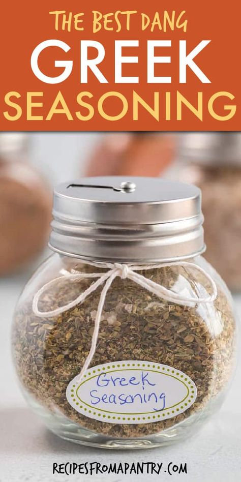 This Greek Seasoning Recipe will become your new favorite pantry staple. With just a few ingredients and 5 minutes, you can easily make this greek spice blend!! Perfect for adding tons of flavor to dishes like chicken, fish, soup, stews, and salads. Makes an affordable edible gift too! Click through to get this awesome Greek DIY Blend Recipe!! #greekseasoning #greekspice #spiceblends #spicemixes #homemadespices #DIYspiceblend #spices #homemadespices #seasoning #ediblegift #Greekrecipes Greek Seasoning Recipe, Gyro Seasoning, Mediterranean Seasoning, Greek Spices, Homemade Spice Mix, Spice Blends Recipes, Greek Seasoning, Spice Mix Recipes, Homemade Spice Blends