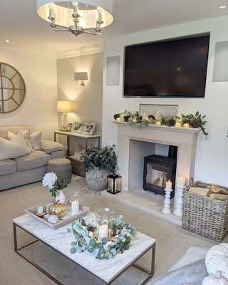 Garden Lighting Ideas | Lights4fun.co.uk Log Burner Living Room, Living Room Decor Gray, Decor Shopping, Living Room Decor Inspiration, Living Room Decor Fireplace, Cosy Living Room, Living Room Color Schemes, Decor Themes, Neutral Living Room