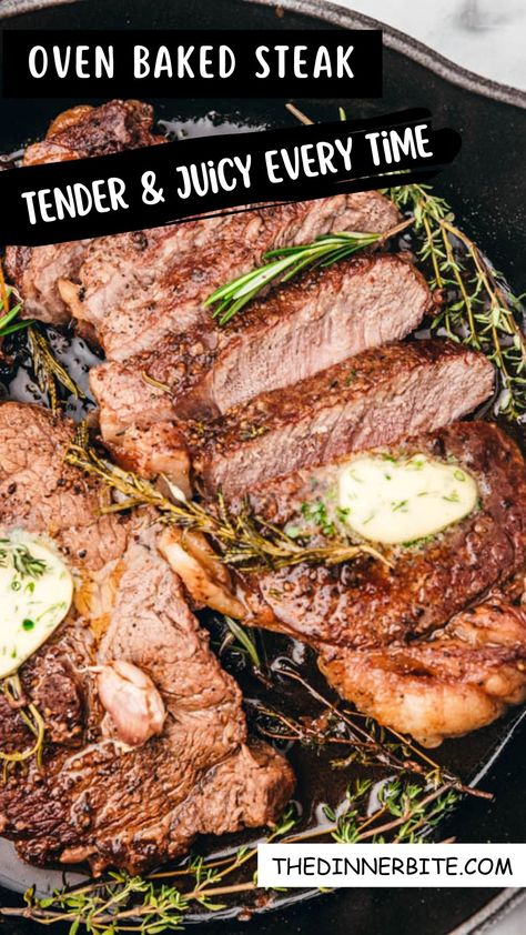 Are you tired of trying different methods and recipes to achieve the perfect steak in your oven? Look no further! We're unveiling the secret to oven baked steak that is tender, juicy, and packed full of flavor each and every time. Say goodbye to dry, tough steaks and embrace the ultimate culinary experience. T Bone Recipes Steaks, Cast Iron Skillet Steak In Oven, Cast Iron Sirloin Steak Recipes, Angus Beef Steak Recipes Oven, Steak Loin Recipes, Oven Finished Steak, Broiled Sirloin Steak In Oven, Toaster Oven Steak, Oven Ribeye Steak Recipes