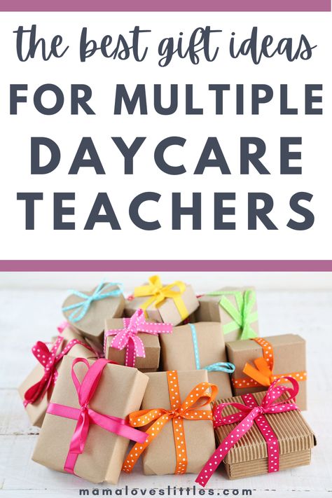 Here are some great ideas for gifts for multiple daycare teachers. If you're trying to find a present for several childcare teachers and staff members, consider some of these creative and easy options. Teacher Group Gift Ideas, Nursery Thank You Gifts, Gifts For Nursery Staff, Gift Daycare Teacher, Daycare Staff Gifts, Gift For Nursery Teacher, Preschool Appreciation Gifts, Childcare Educator Gifts, Educator Appreciation Gift Ideas