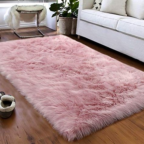 Softlife Fluffy Faux Fur Sheepskin Rugs Luxurious Wool Area Rug for Kids Room Bedroom Bedside Living Room Office Home... Rose Gold Bedroom Decor, Rose Gold Bedroom, Rug For Kids Room, Gold Bedroom Decor, Faux Fur Area Rug, Faux Sheepskin Rug, Fur Carpet, Sheepskin Rugs, Gold Bedroom