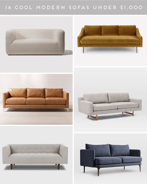 Couch Potato: 16 Stylish Modern Sofas Under $1,000 #sofa #couch #modernsofa #moderncouch #modern #decor Green Sofa Decor, Cheap Living Room Sets, Room Couches, Modern Sofa Couch, Cheap Sofas, Cool Couches, Couch Design, Modern Sofa Designs, Corner Sofa Set