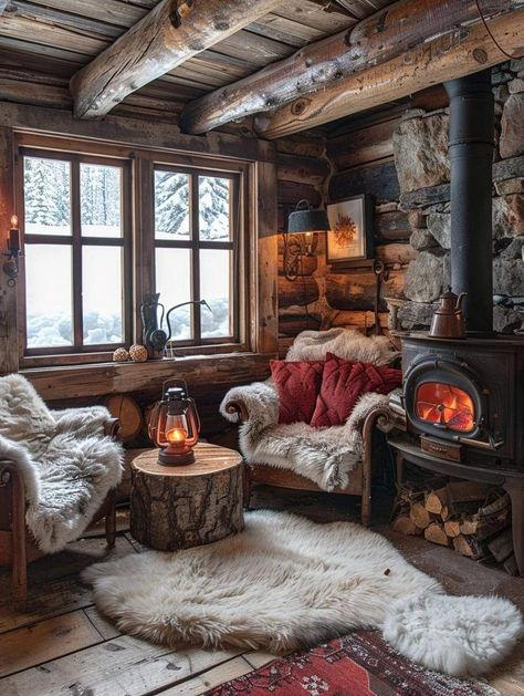 Cabin Christmas Decor, Cabin Aesthetic, Christmas Living Room, Cabin Living, Christmas Decorations Living Room, Inspire Me Home Decor, Living Room Decor Ideas, Christmas Living Rooms, Cabins And Cottages