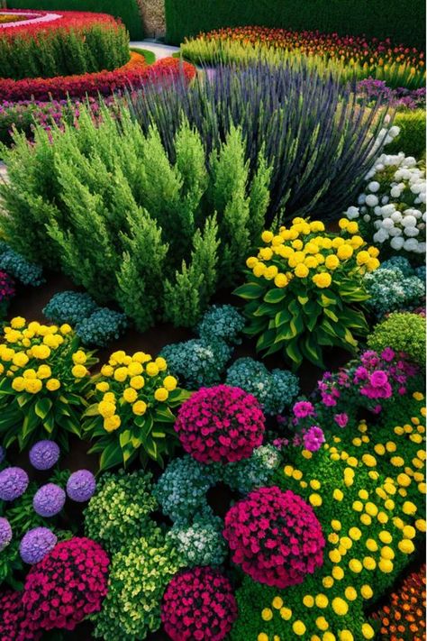 Elevate your outdoor space with these 10 enchanting flower garden ideas that will transform your oasis into a whimsical and captivating retreat. Front Garden Flowers, Front Porch Flower Bed Ideas, Porch Flower Bed Ideas, Garden Layout Ideas Design, Front Porch Flower Bed, Garden Flower Bed Ideas, Porch Flower Bed, Front Door Transformation, Edible Flower Garden