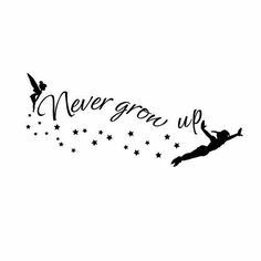 #PeterPan #Quotes #WallPaper #Disney Peter Pan Tattoos, Wm Logo, Tattoo Calf, Tinker Bell Tattoo, Peter Pan Tattoo, Silhouette Disney, Disney Sleeve, Disney Quote, Illustration Tattoo