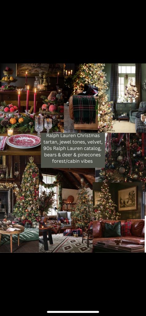 French Countryside Christmas, Ralph Lauren Ranch Style, Classic Country Christmas, Traditional Christmas Decor Living Room, Vintage Country Christmas Decor, Ralph Lauren Aesthetic Christmas, Ralph Lauren Christmas Decor Ideas, Historic Christmas Decorations, Vintage Christmas Gallery Wall