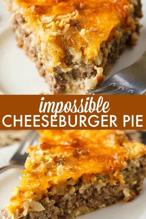 Impossible Cheeseburger Pie, Impossible Cheeseburger, Hamburger Dishes, Cheeseburger Pie, Bisquick Recipes, Beef Casserole Recipes, Ground Beef Recipes For Dinner, Beef Recipes Easy, Easy Casserole Recipes