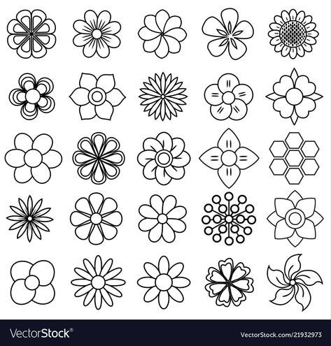 Trin For Trin Tegning, Tattoo Mafia, Outline Flower, Flower Icon, Flower Pattern Drawing, Beadwork Designs, Flower Icons, Pola Sulam, Beadwork Patterns