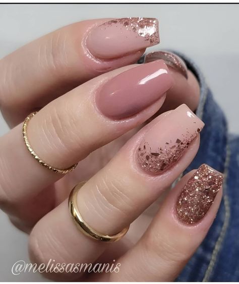 25 Simple Glitter Nail Ideas To Glam You Up In The Blink Of An Eye - 190 Fur Nails, Nail Sunny, Elegant Touch Nails, Bridesmaids Nails, Mauve Nails, February Nails, Classy Nail Designs, Valentine Nails, Nude Nail Designs