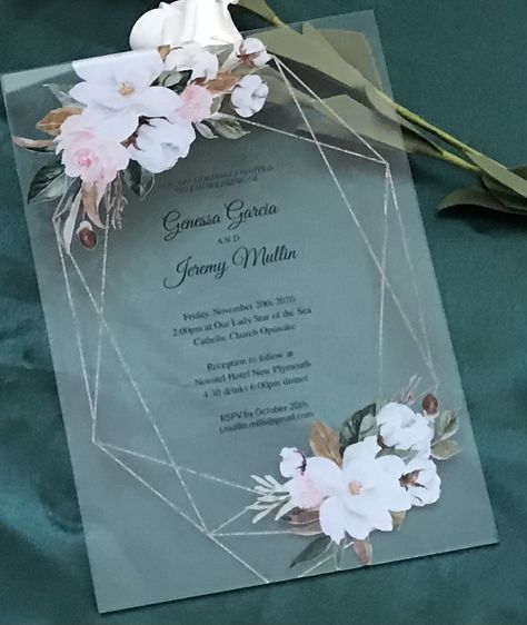 Acrylic Invites, Acrylic Wedding Invitation, Acrylic Invitation, Design Invitation, Acrylic Wedding Invitations, Acrylic Invitations, Wedding Plan, Floral Border Design, Peony Rose