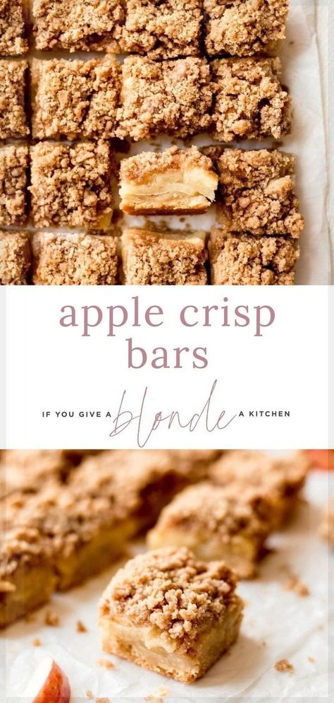 Recipe For Apple Crisp, Apple Crisp Bars, Apple Bar Recipes, Apple Crisp Bars Recipe, Apple Crisp Dessert, Homemade Apple Crisp, Apple Pie Recipe Homemade, Ice Cream For Breakfast, Apple Pie Bars