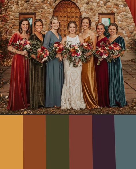 Fall Wedding October Color Palettes, Wedding Color Palette November, October Wedding Color Pallets, November Wedding Colors Bridesmaid Dress, Wedding December Colors, Fall Men’s Wedding Suits, Fall Tone Wedding, Fall Wedding Colours Bridesmaids, Harvest Wedding Colors