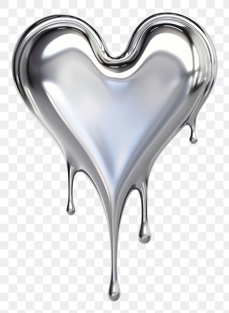 Heart Dripping, Metallic Objects, Chrome Elements, Metallic Object, Png Heart, Zestaw Ikon, Graphic Shapes Design, Graphic Design Images, Metal Tattoo