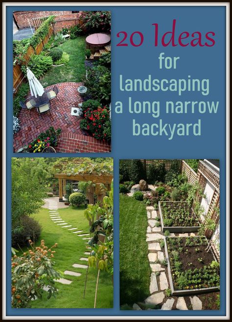 20 Long Narrow Backyard Landscaping Ideas - Scavenger Chic Narrow Backyard Landscaping, Long Narrow Backyard, Narrow Backyard, Narrow Backyard Ideas, Garden Escape, Townhouse Garden, Small Yard Landscaping, Narrow Garden, Backyard Layout