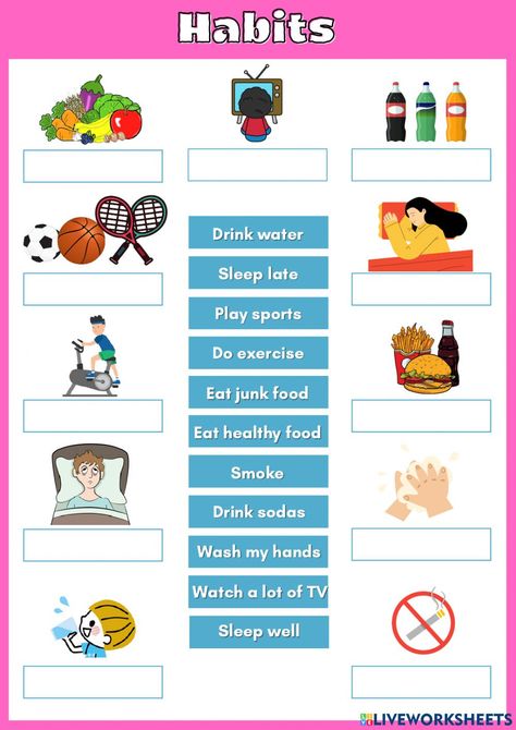 Healthy Habits Worksheet, Healthy Habits Activities, Preschool Community Helpers Theme, Sentence Construction, Sleep Late, Healthy Activities, Community Helpers Theme, Community Helpers Preschool, Healthy Advice