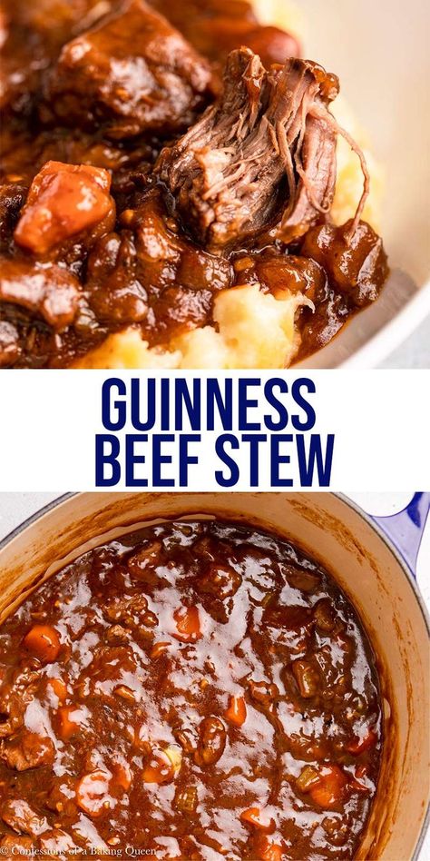 This Irish Beef Stew is full of flavor and perfect served alongside mashed potatoes or in a bread bowl. Cooked with Guinness and tomato paste the rich flavor is absolutely delicious. Step-by-Step photos help you cook this tasty meal! #guinnessstew #guinness #beefstew #irishstew #stewrecipe #howtomakestew Breakfast Ideas For A Group, Camping 2023, Irish Stew Recipe, Beef Stews, Guinness Stew, Beef And Vegetables, Guinness Beef Stew, Irish Beef Stew, Coffee Flavors