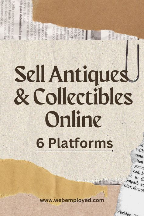 Guide that explains how to make money online by selling off old stuff like antiques and collectibles on these platfroms How To Sell Antiques, Remote Jobs No Experience, Starting Etsy Shop, Antiques Value, Typing Jobs From Home, Starting An Etsy Business, Earn Money Online Free, Reselling Business, Where To Sell