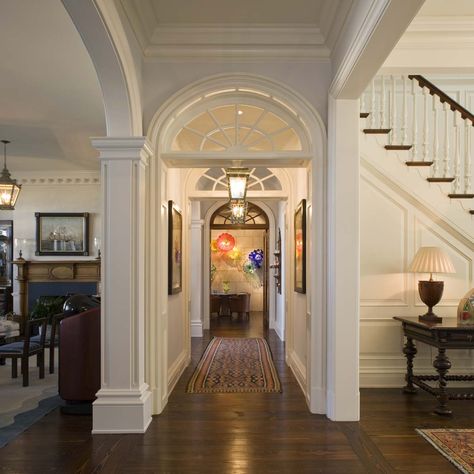 Jacksonville Estate - William T. Baker | Award-Winning Classical Residential Designer Hallway Arch, Modern Colonial Interior Design, Colonial House Interior Design, Modern Colonial Interior, Colonial House Interior, Colonial Interior Design, Traditional Home Interior, Tropical Homes, Beach Mansion