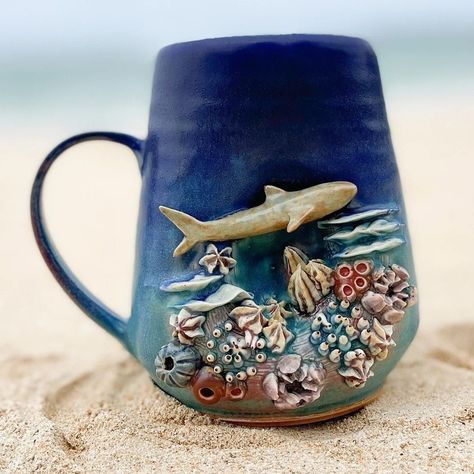 Ocean Mug, Beautiful Mugs, Pottery Animals, Boat Art, Animal Mugs, Clay Mugs, Cup Art, Sea Theme, Pottery Crafts