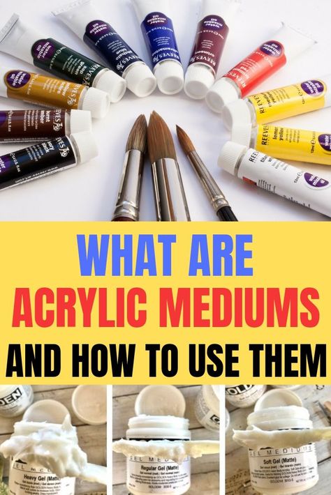 Guide to acrylic mediums and how to use them in mixed media Mandalas, Acrylic Gel Medium, Acrylic Paint Mediums, Acrylic Medium, Modeling Paste, Acrylic Painting Lessons, Acrylic Painting Tips, Gel Medium, Acrylic Pouring Art