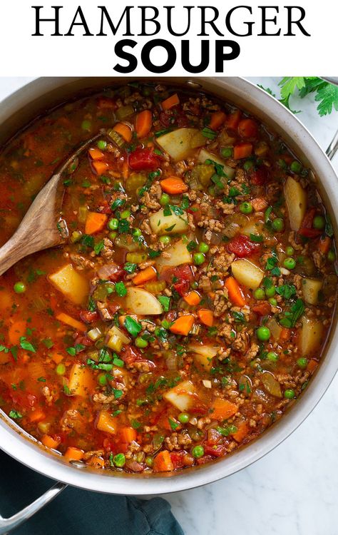 Hamburger Soup - Cooking Classy Easy Hamburger Soup, Macaroni Soup, Hamburger Soup, Vegetable Beef Soup, Slow Cooker Beef Stew, Barley Soup, Beef Soup, Cooking Classy, Slow Cooker Beef