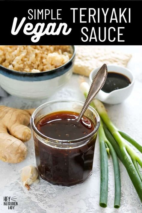 This simple homemade Vegan Teriyaki Sauce is quick and easy to make. Naturally sweetened and made soy free with coconut aminos, this homemade teriyaki recipe is simply the best! Vegan Teriyaki Sauce, Asian Sauce Recipes, Vegan Teriyaki, Vegetarian Asian, Recipes With Soy Sauce, Teriyaki Sauce Recipe, Teriyaki Recipe, Vegan Dressing, Coconut Aminos