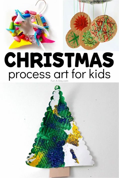 These Christmas process art ideas are sure to inspire your students’ creativity this holiday season! Process art and Christmas are a magical combination - kids are already excited about the holiday season, and process art projects are a great way to channel that energy into creativity! Christmas Process Art For Preschool, Process Christmas Art, Preschool Winter Process Art, December Process Art For Preschool, Toddler Christmas Process Art, December Process Art, Provocations For Infants, Pre K Process Art, Christmas Process Art For Toddlers