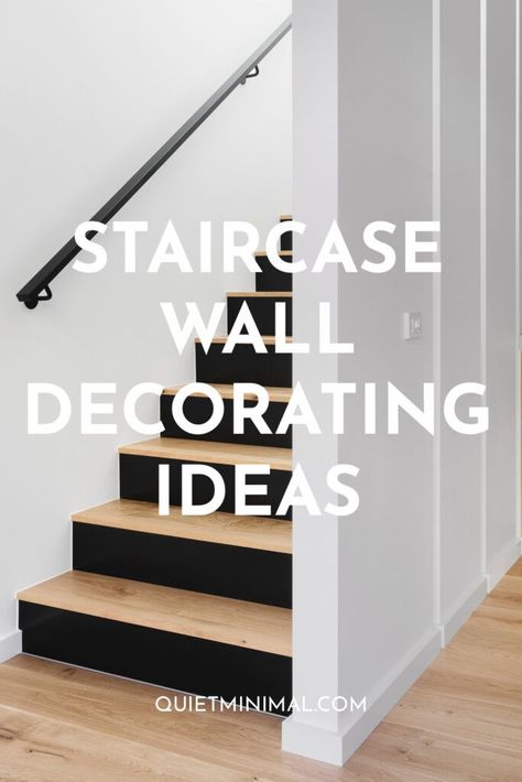 staircase wall decorating ideas Minimalist Staircase Decor, Minimalist Stair Wall Decor, Simple Stair Wall Decor, Stairwell Wall Lighting Ideas, Stairs Wall Decor Ideas Stairways, Staircase Wall Decor Minimalist, Staircase Lighting Ideas Wall, Staircase Design Modern Stair Walls, How To Decorate Staircase Wall