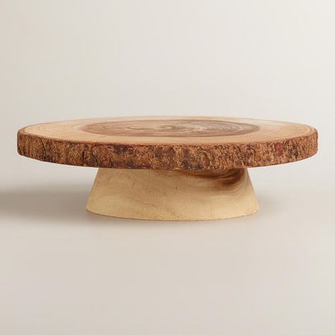 Wood Bark Pedestal Stand at Cost Plus World Market >> #WorldMarket Thanksgiving Entertaining #Holiday Cabin Chic, Wood Bark, Classic Wedding Cake, Pedestal Stand, Wedding Cake Stands, Tabletop Accessories, Chic Christmas, Affordable Home Decor, Wood Slices