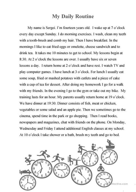 My Daily Routine Worksheet, Esol Activities, Daily Routine In English, Daily Routine Worksheet, Reading Comprehension For Kids, Teaching Class, English Practice, English Collocations, English Stories For Kids