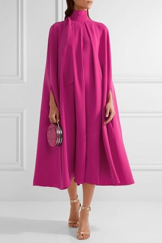 Silk Cady Midi Cape Dress Cape Dresses, Midi Dresses For Women, Midi Party Dress, Wedding Dress Cap Sleeves, Mode Abaya, Summer Vintage, Cape Dress, Moda Vintage, Elegant Party