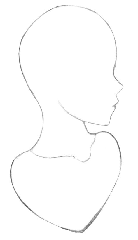 Art Base Side Profile, How To Draw A Side Profile Female Faces Anime, Body Base Drawing Side Profile, Female Profile Drawing Reference, Faces Drawing Reference Female, Head Outline Drawing Female, Animated Side Profile, Face Reference Female Side Profile, Side Profile Base Drawing