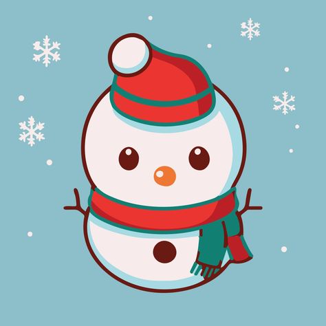 Download the Cute snowman vector illustration. Winter cartoon design. Christmas character. Happy kawaii snow for december. Merry christmas greeting card. Isolated drawing with carrot nose, a hat and a scarf. 14375006 royalty-free Vector from Vecteezy for your project and explore over a million other vectors, icons and clipart graphics! Cartoon Drawing Images, Snowman Vector, Christmas Drawing Ideas, Snowman Cartoon, Coaster Ideas, Winter Cartoon, Holiday Cartoon, Tree Icon, Hello December